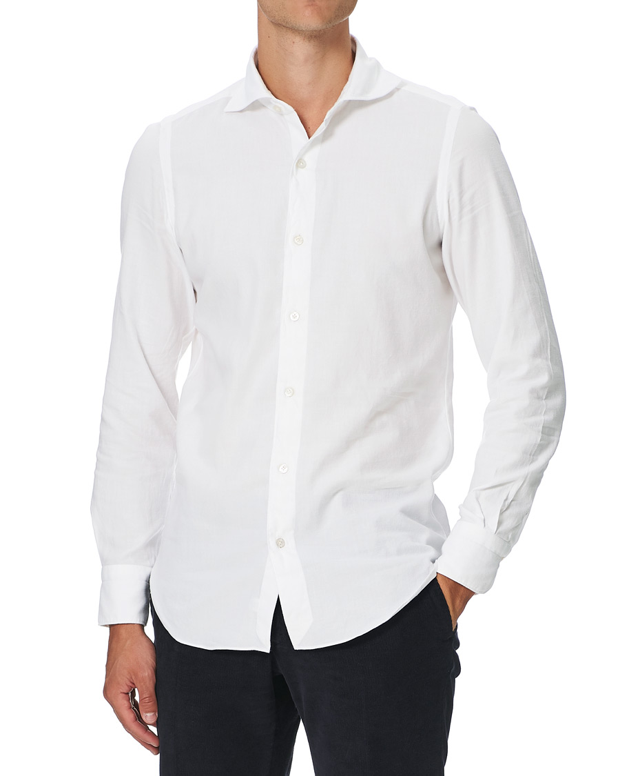 Mies | Flanellipaidat | Finamore Napoli | Tokyo Slim Fit Flannel Shirt White