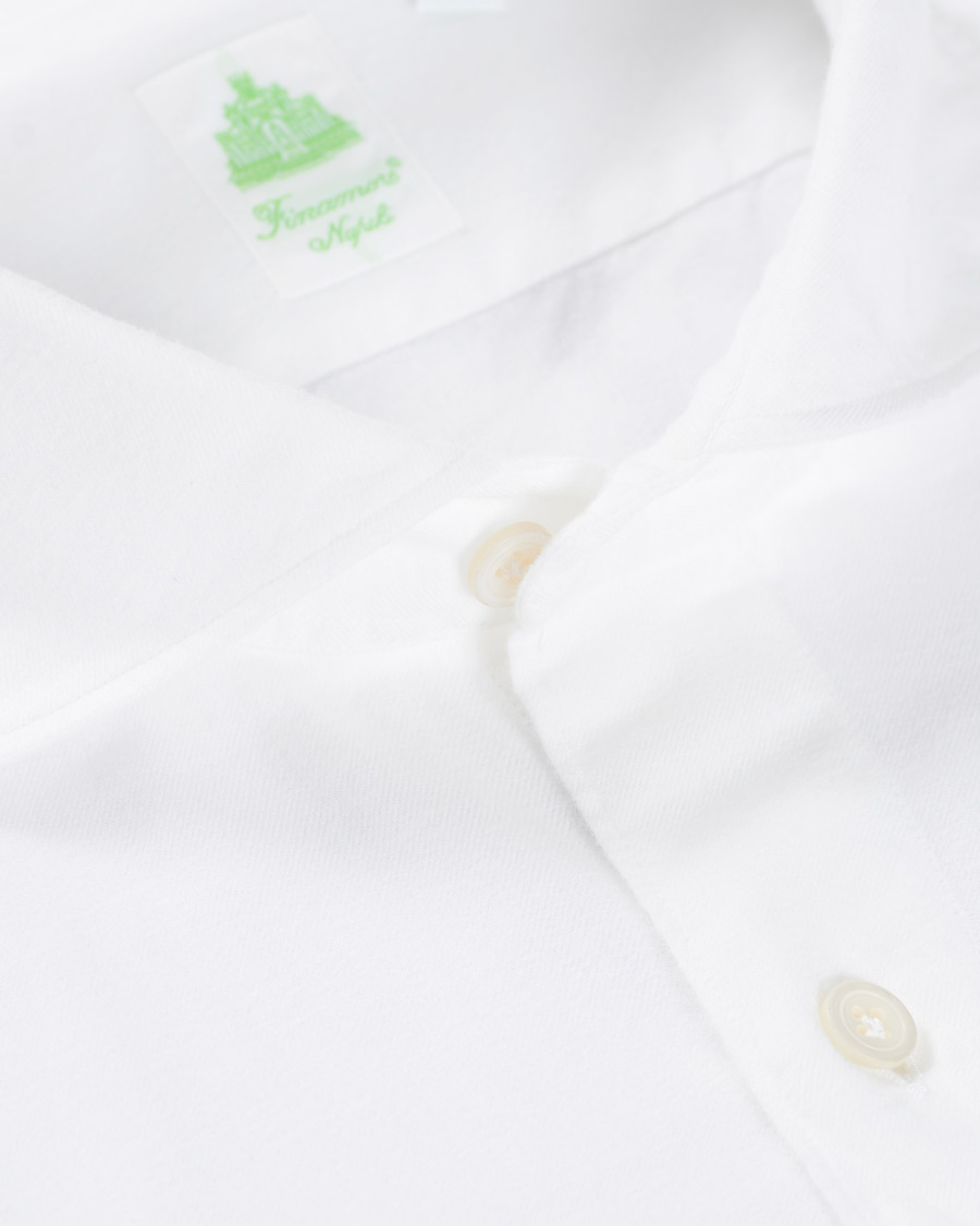 Mies | Kauluspaidat | Finamore Napoli | Tokyo Slim Fit Flannel Shirt White