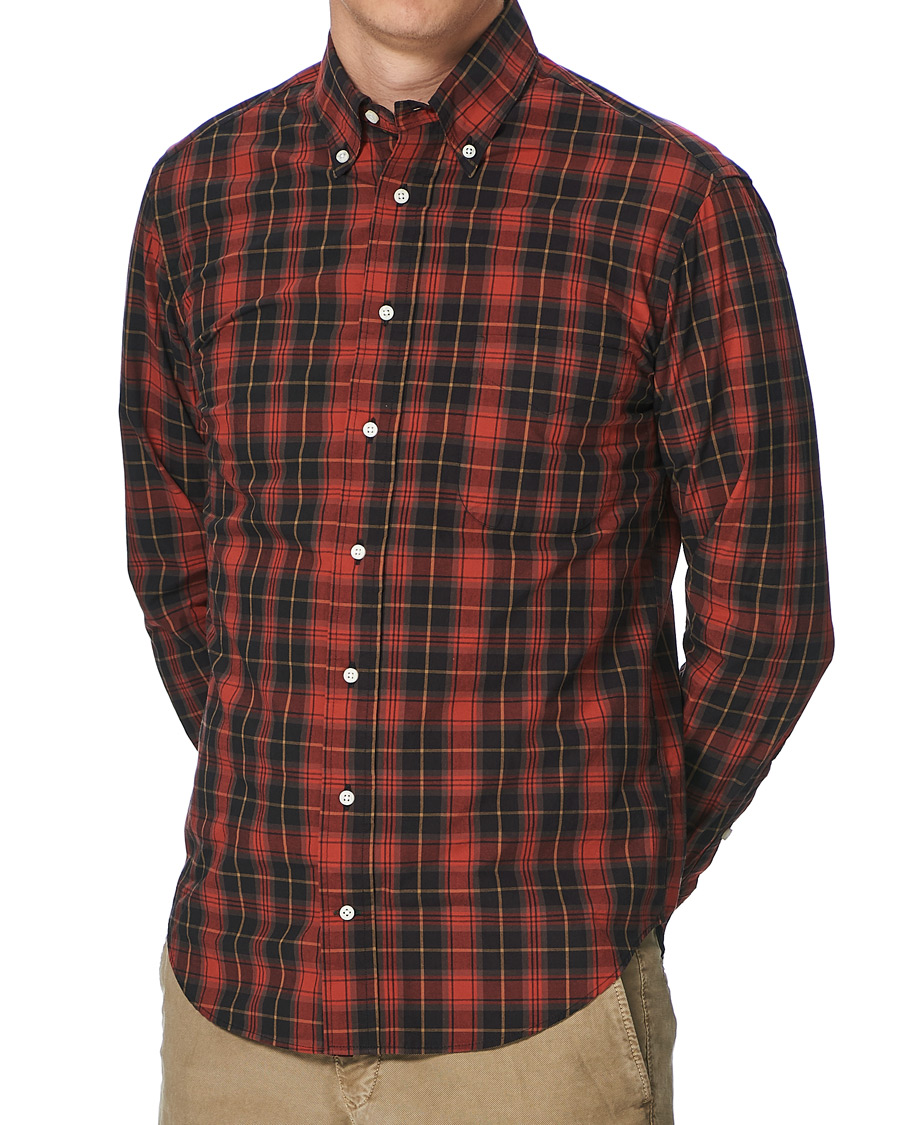Mies | Kauluspaidat | Gitman Vintage | Button Down Beefy Plaid Shirt Black/Red