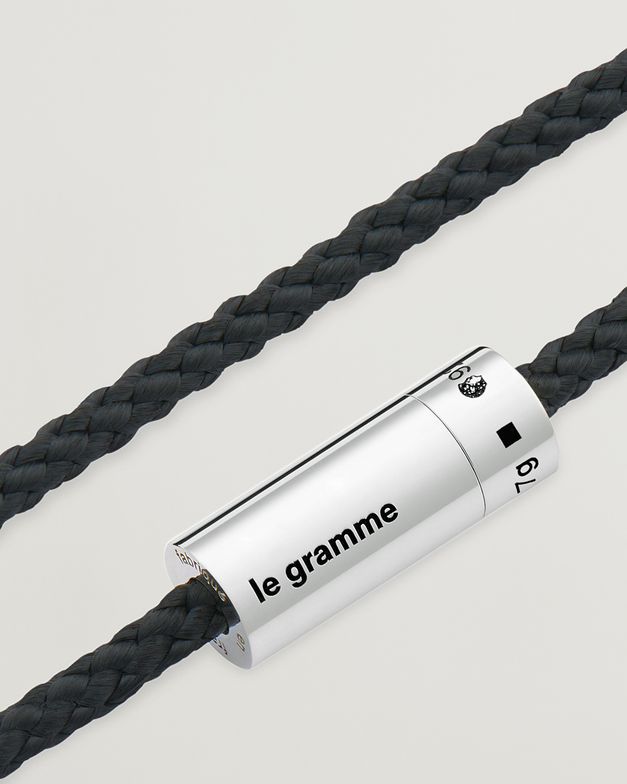 Mies | LE GRAMME Nato Cable Bracelet Black/Sterling Silver 7g | LE GRAMME | Nato Cable Bracelet Black/Sterling Silver 7g