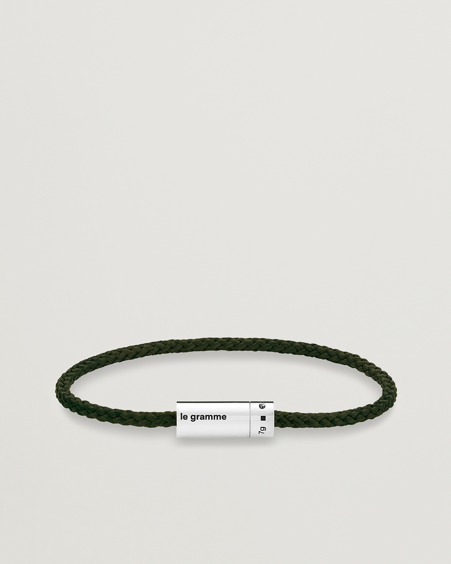 Mies | Rannekorut | LE GRAMME | Nato Cable Bracelet Khaki/Sterling Silver 7g