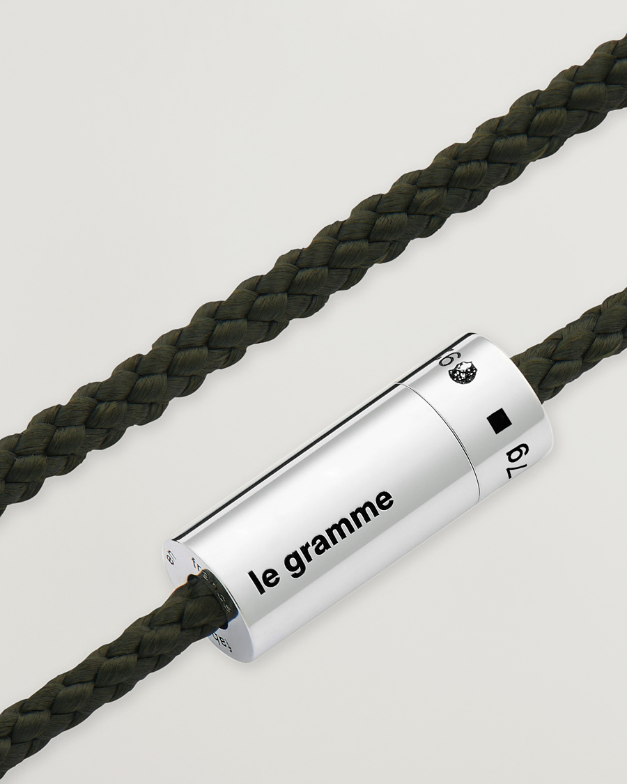 Mies | LE GRAMME Nato Cable Bracelet Khaki/Sterling Silver 7g | LE GRAMME | Nato Cable Bracelet Khaki/Sterling Silver 7g