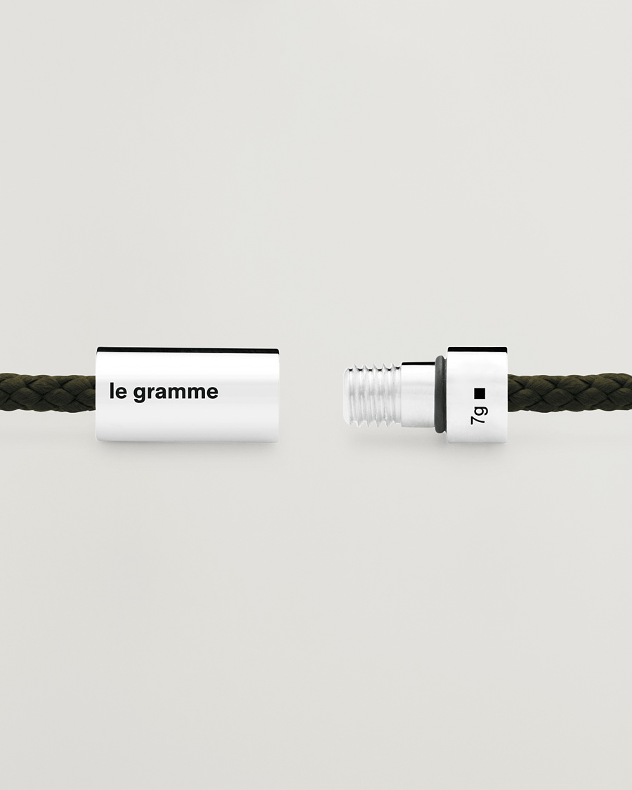 Mies | LE GRAMME Nato Cable Bracelet Khaki/Sterling Silver 7g | LE GRAMME | Nato Cable Bracelet Khaki/Sterling Silver 7g
