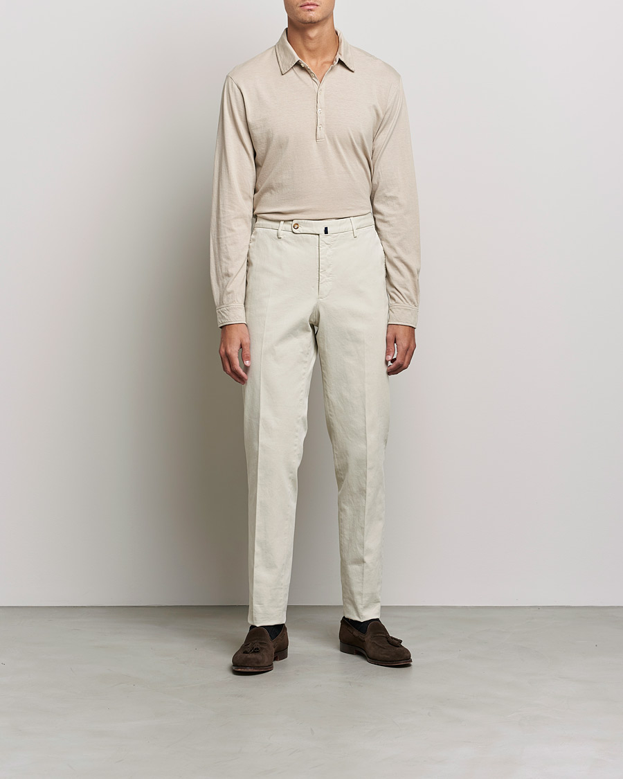 Mies | Puserot | Massimo Alba | Ischia Cotton/Cashmere Polo Light Beige