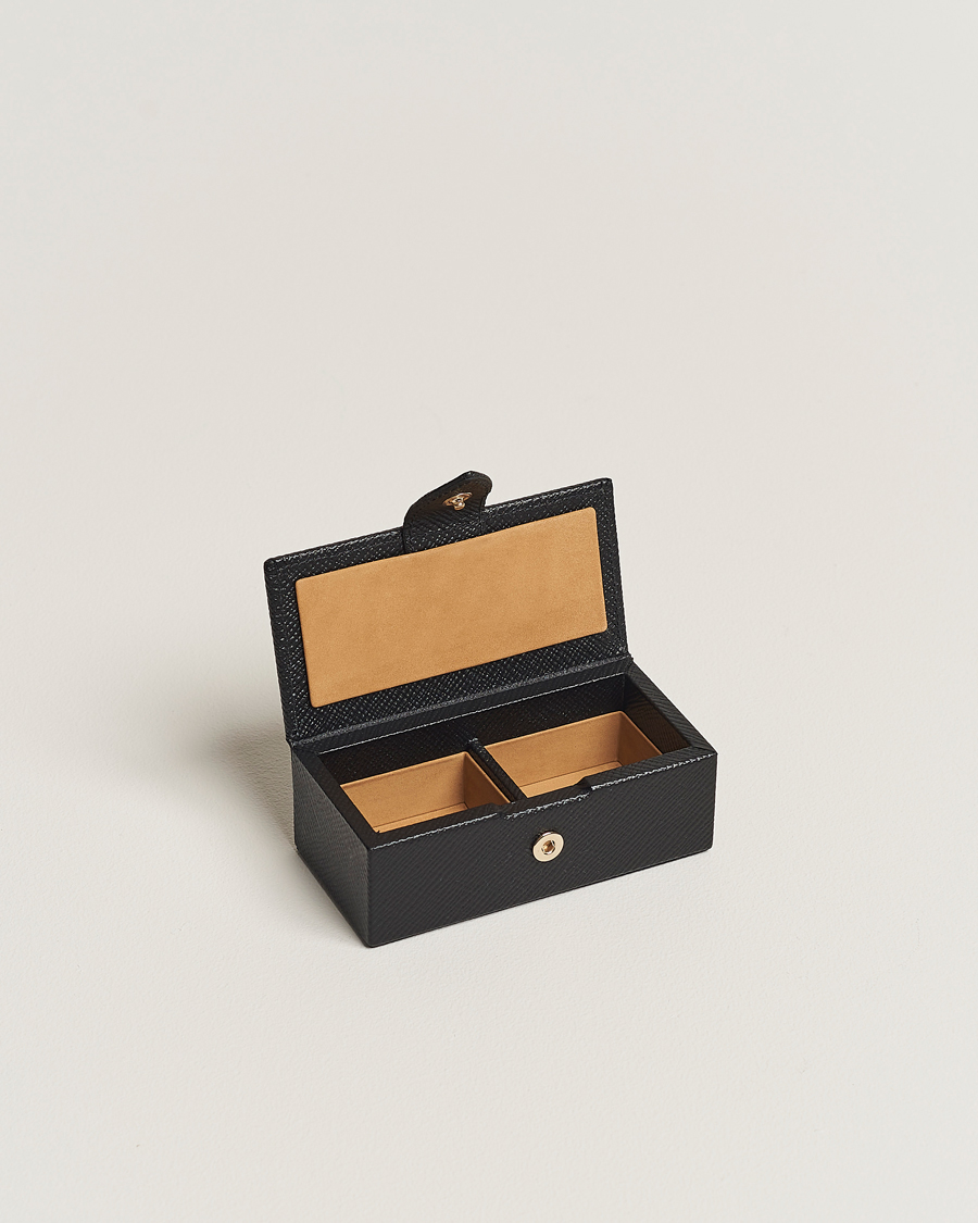 Mies | Smythson Panama Mini Cufflink Box Black | Smythson | Panama Mini Cufflink Box Black