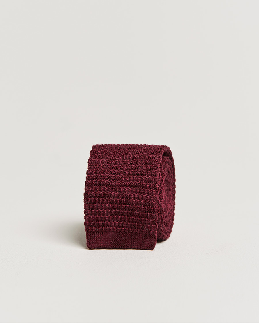 Mies | Amanda Christensen Wool Knitted 6cm Tie Wine | Amanda Christensen | Wool Knitted 6cm Tie Wine