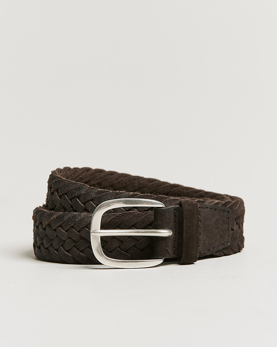 Mies | Orciani Braided Suede Belt 3,5 cm Dark Brown | Orciani | Braided Suede Belt 3,5 cm Dark Brown