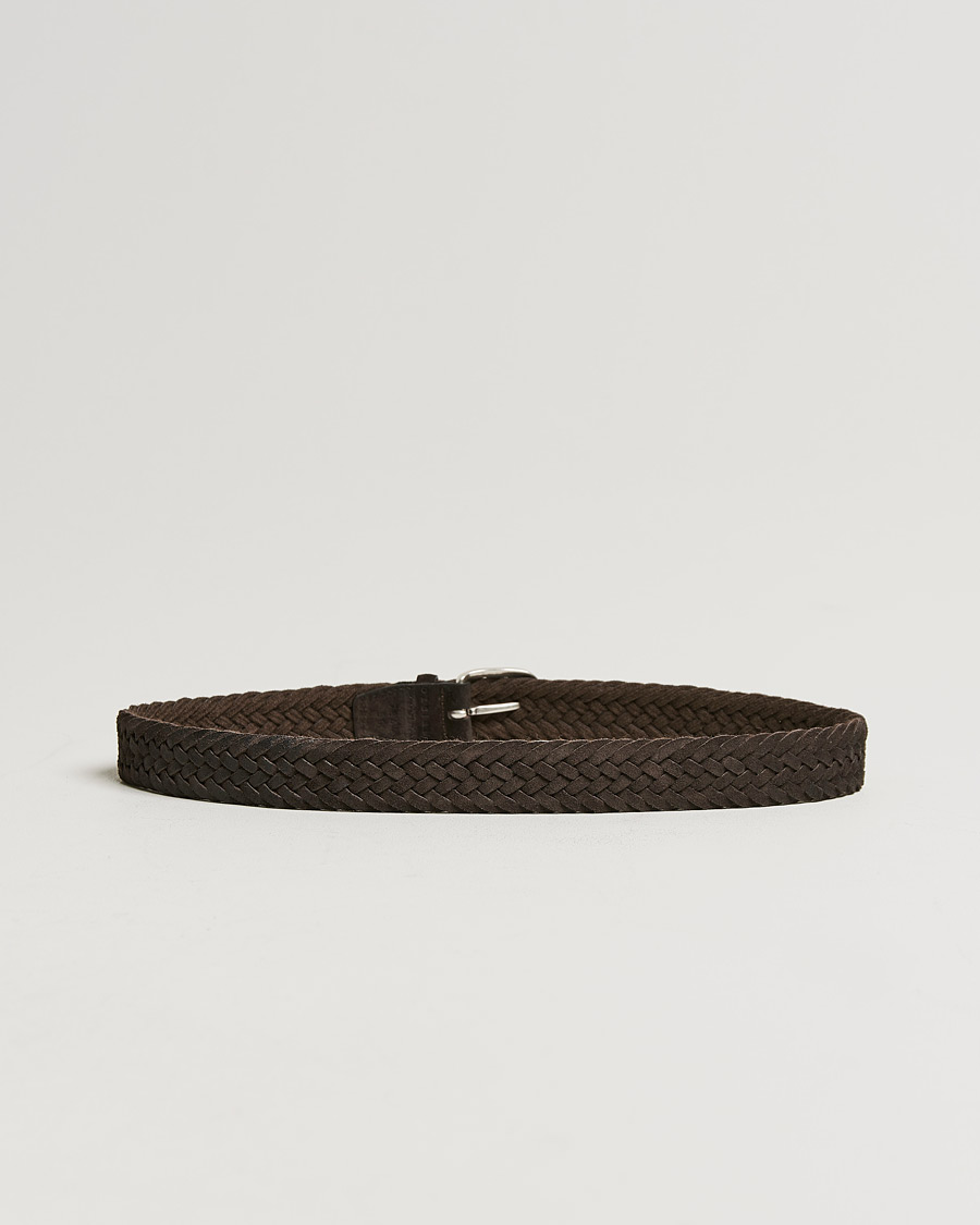 Mies |  | Orciani | Braided Suede Belt 3,5 cm Dark Brown