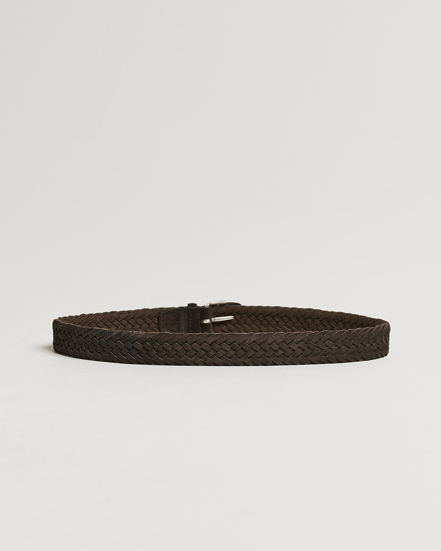 Mies | Orciani Braided Suede Belt 3,5 cm Dark Brown | Orciani | Braided Suede Belt 3,5 cm Dark Brown