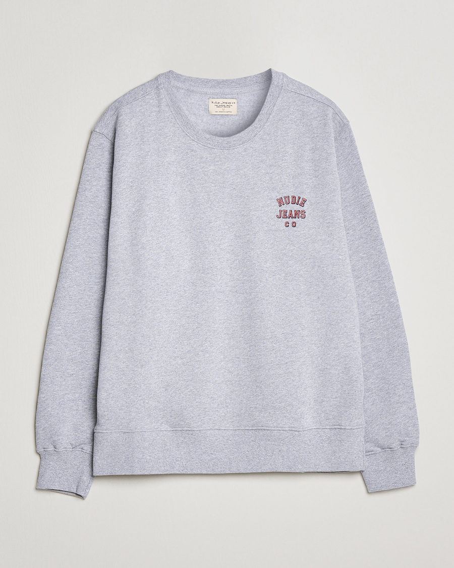 Mies | Puserot | Nudie Jeans | Frasse Logo Sweatshirt Grey melange