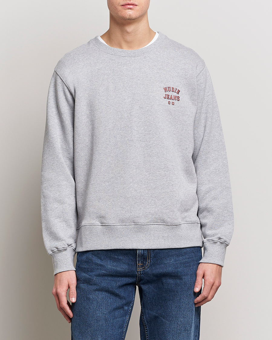 Mies |  | Nudie Jeans | Frasse Logo Sweatshirt Grey melange