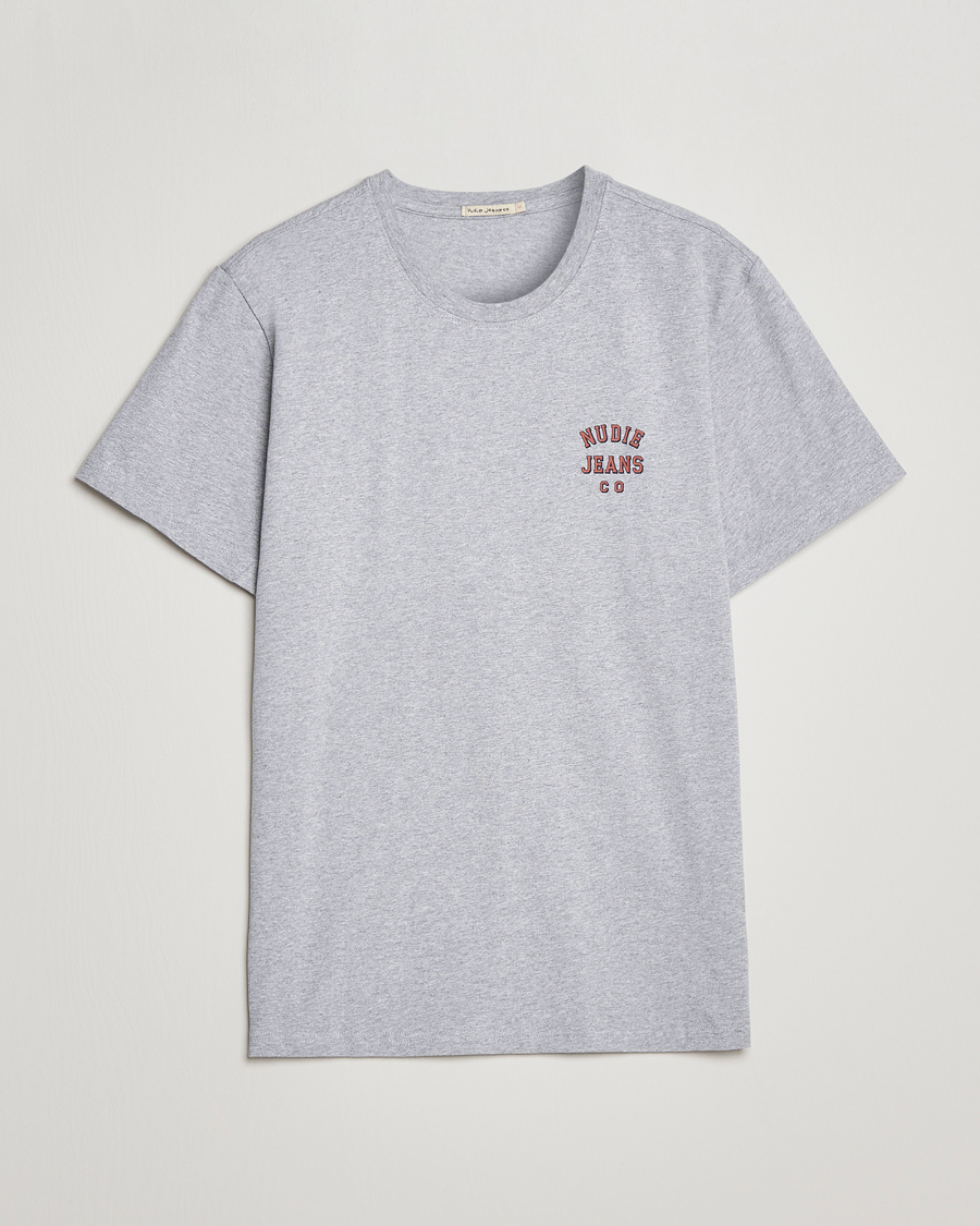 Mies | T-paidat | Nudie Jeans | Roy Logo Crew Neck Tee Grey melange
