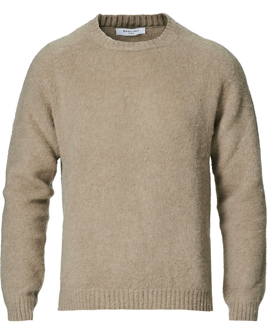 Mies | Puserot | Boglioli | Brushed Wool/Cashmere Sweater Beige