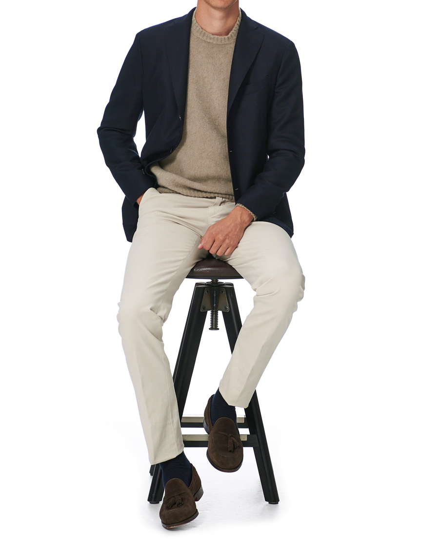 Mies | Puserot | Boglioli | Brushed Wool/Cashmere Sweater Beige