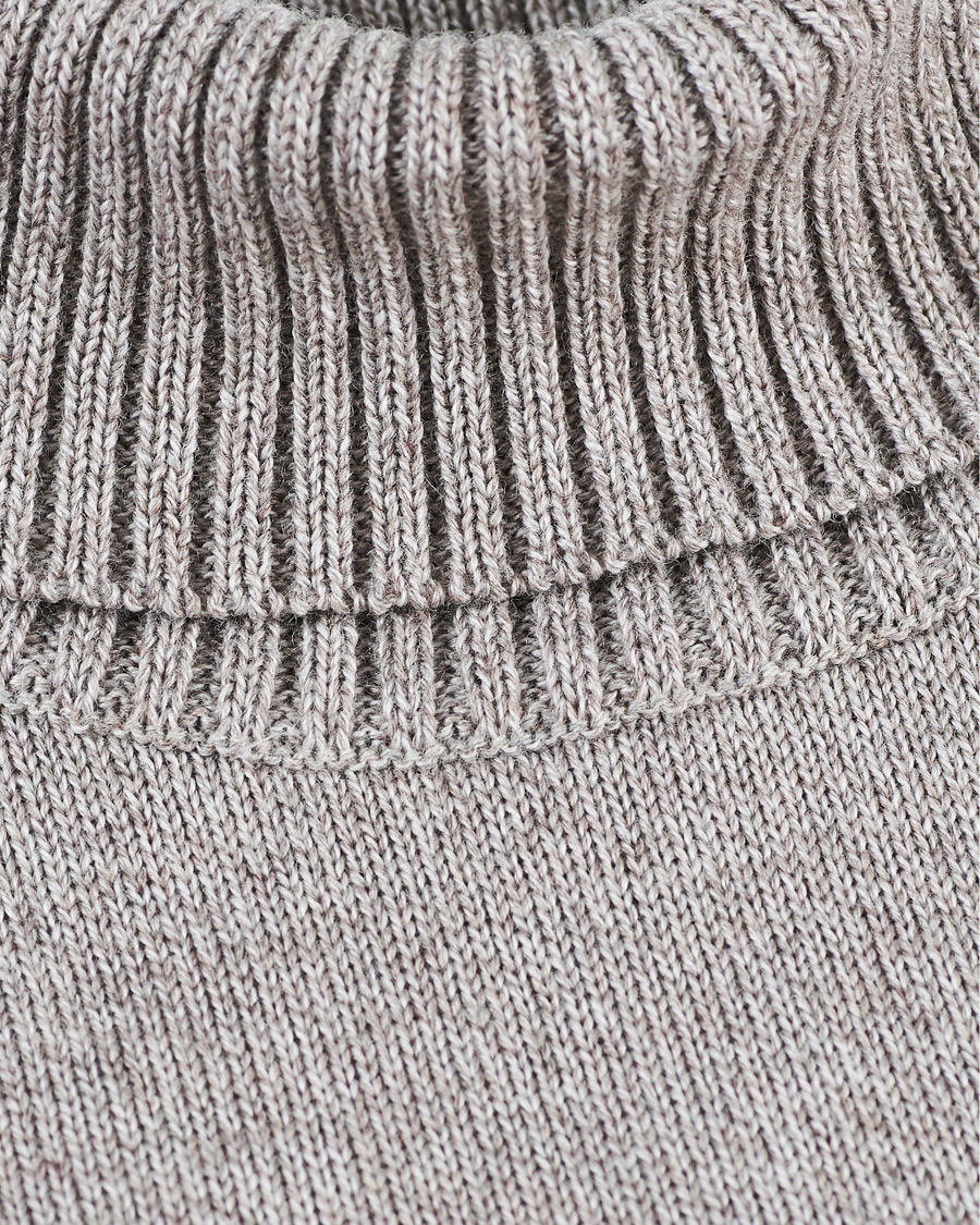 Mies | Puserot | Stenströms | Heavy Knitted Merino Rollneck Beige Mouliné