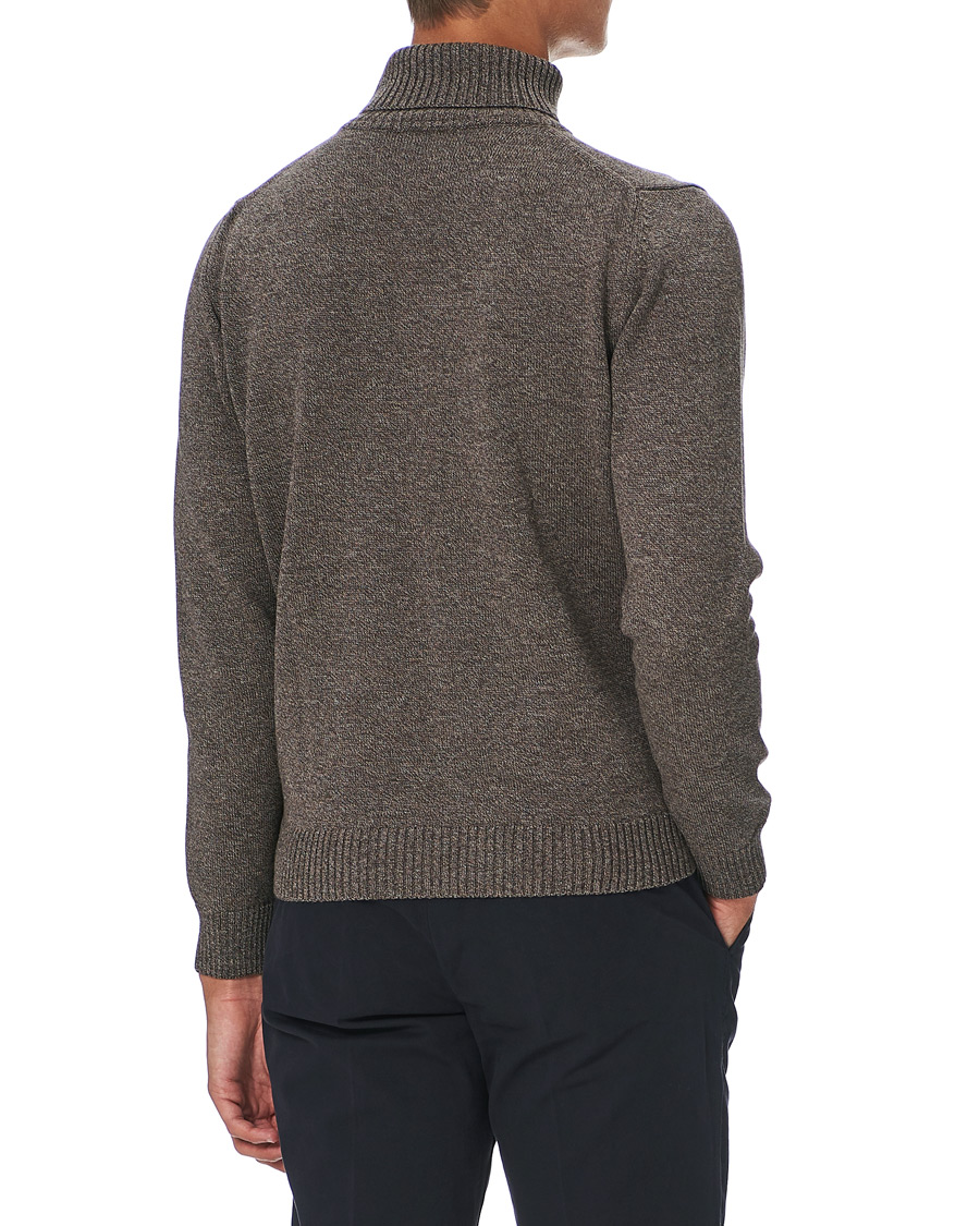 Mies | Puserot | Stenströms | Heavy Knitted Merino Rollneck Brown Mouliné