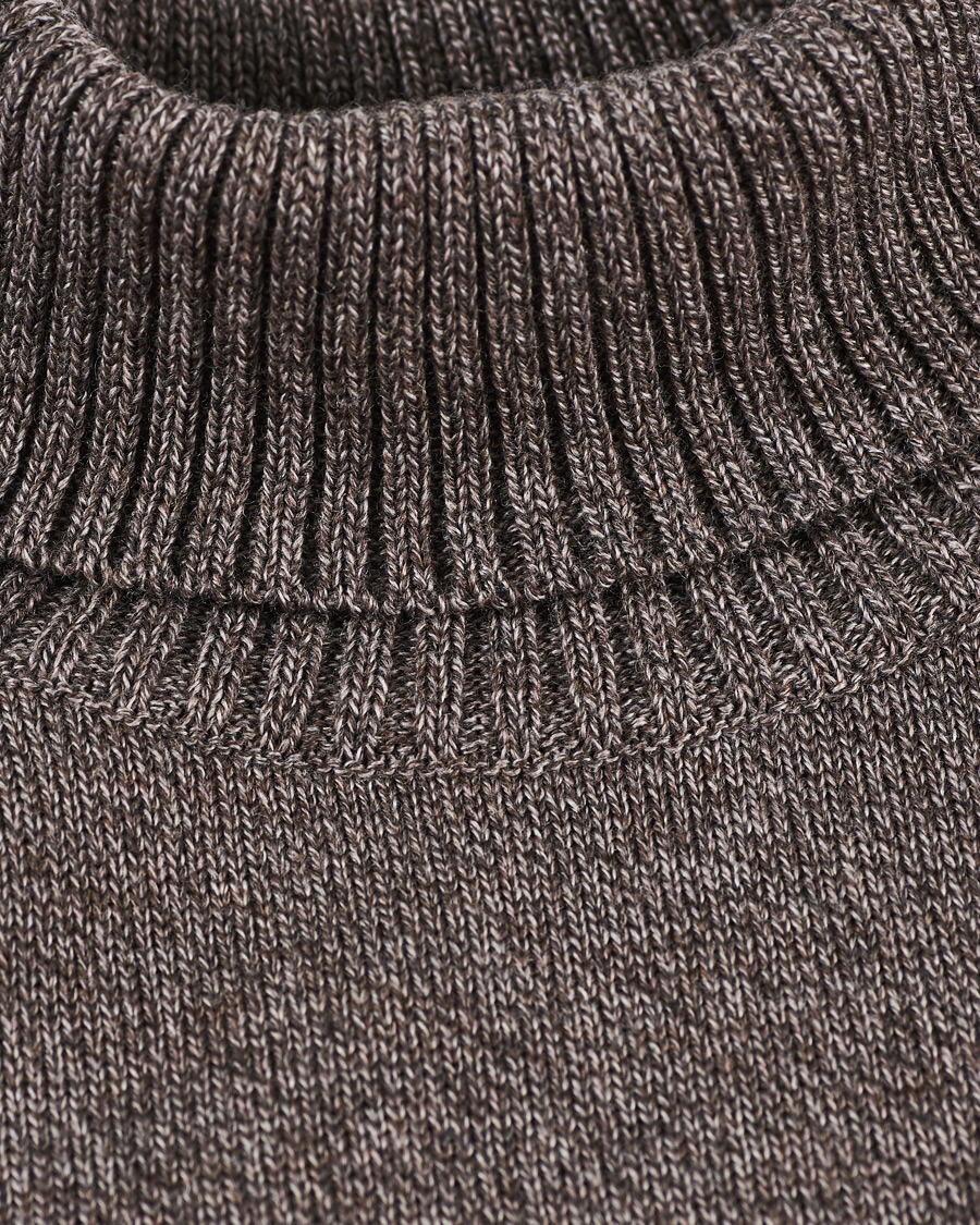 Mies | Puserot | Stenströms | Heavy Knitted Merino Rollneck Brown Mouliné