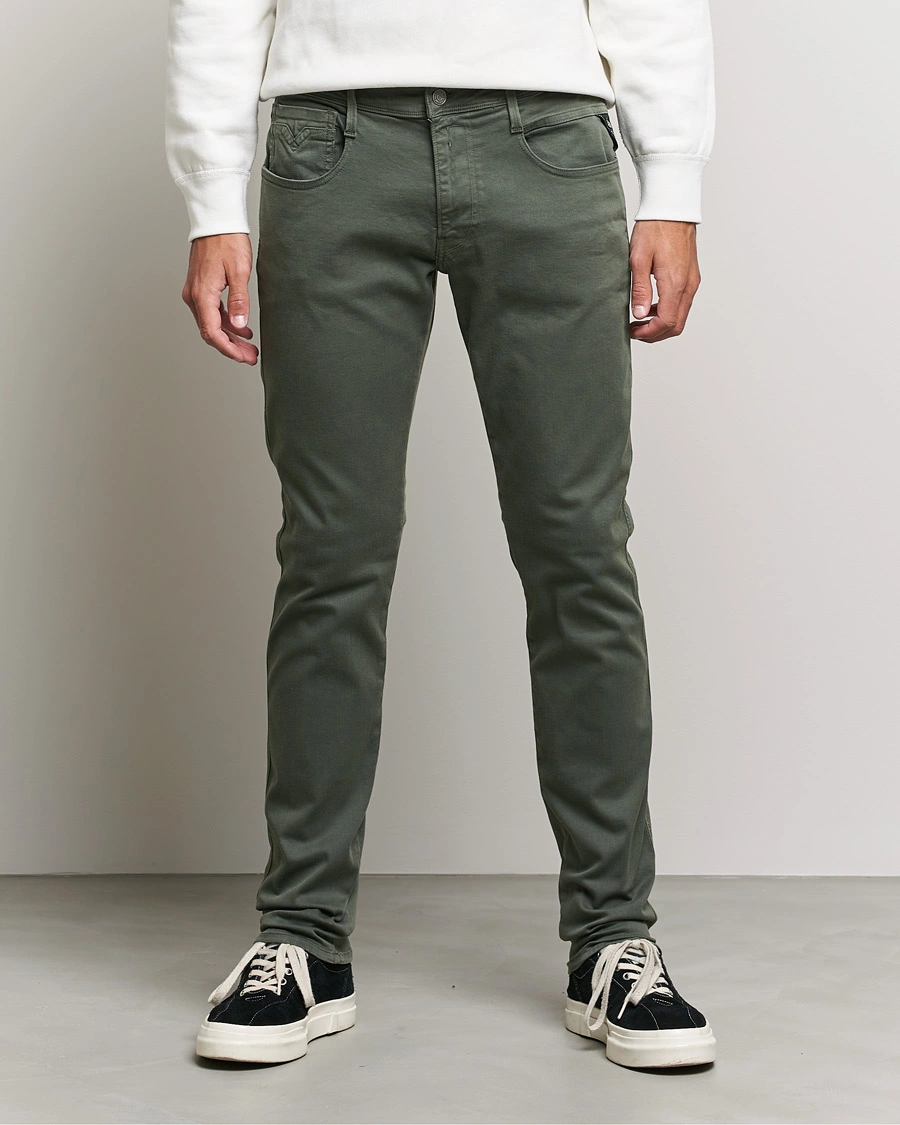 Mies | Viisitaskuhousut | Replay | Anbass Hyperflex X.Lite 5-Pocket Pants Army Green