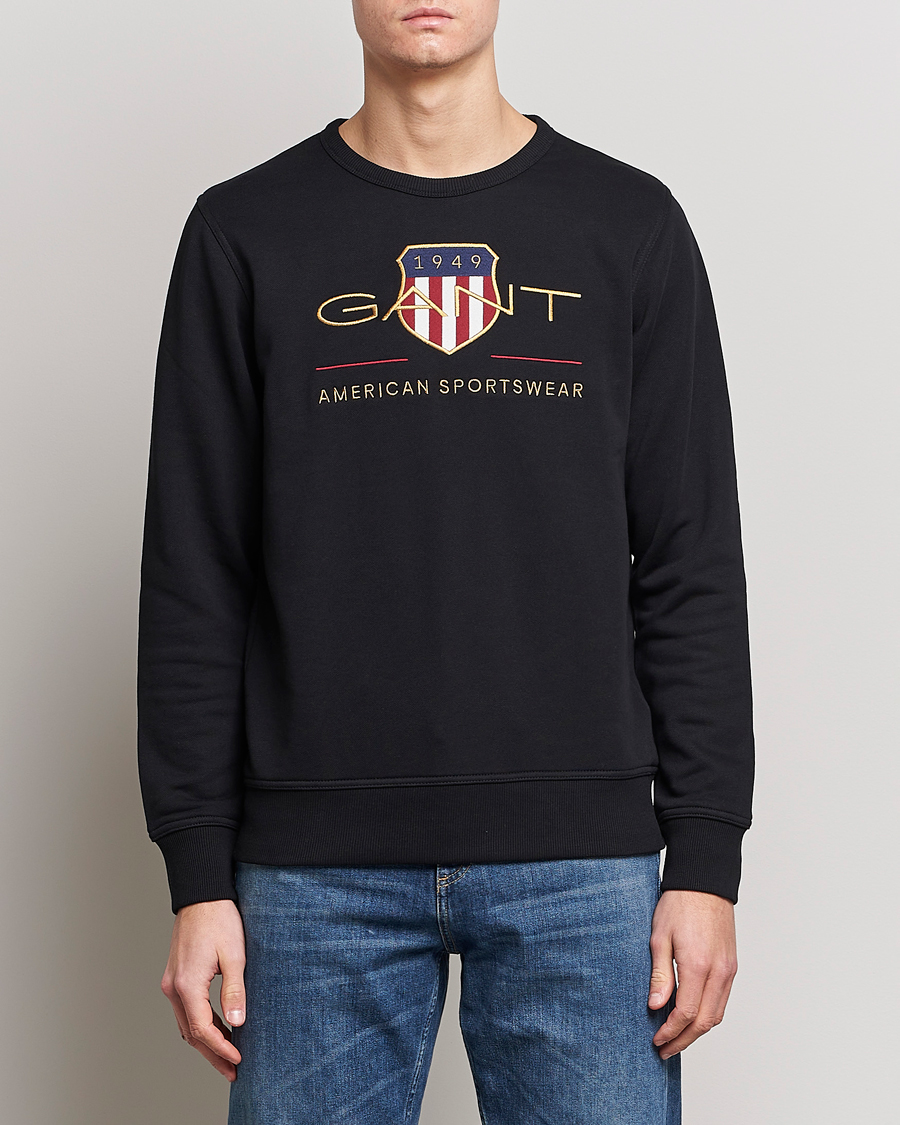 Mies | GANT | GANT | Archive Shield Crew Neck Sweatershirt Black