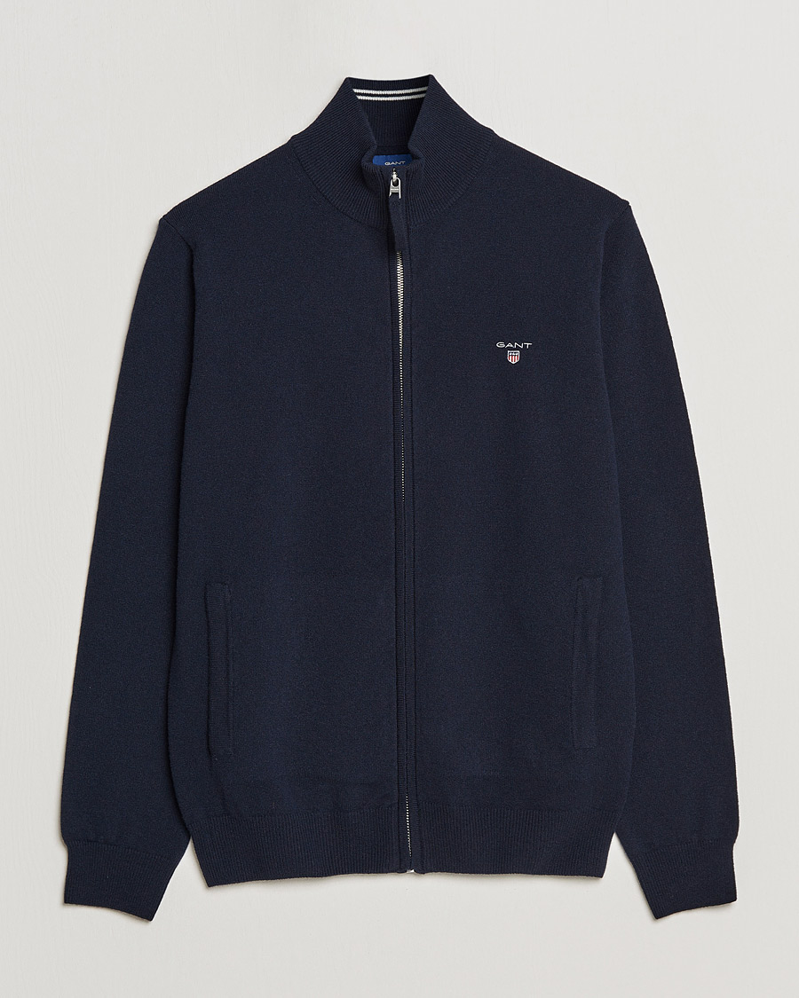 Mies | Puserot | GANT | Lambswool Full Zip Marine