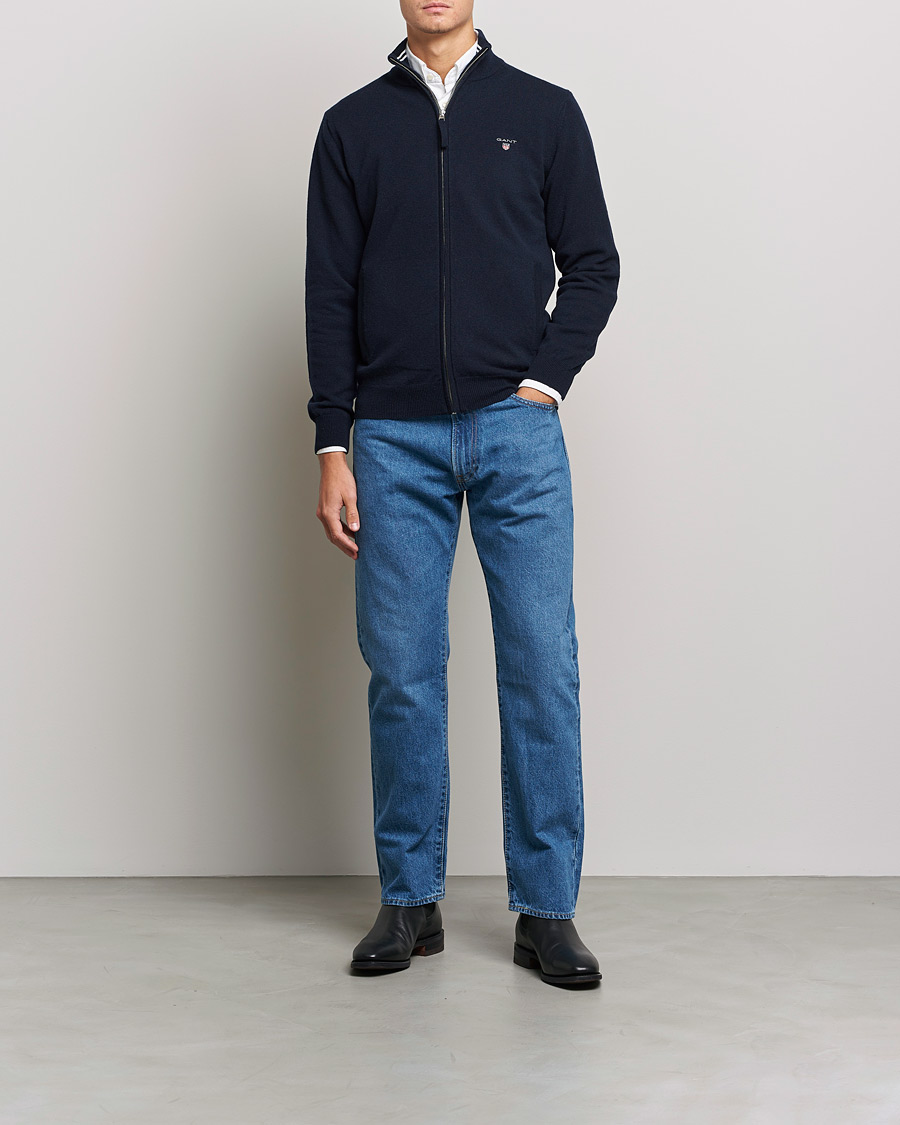 Mies | Puserot | GANT | Lambswool Full Zip Marine