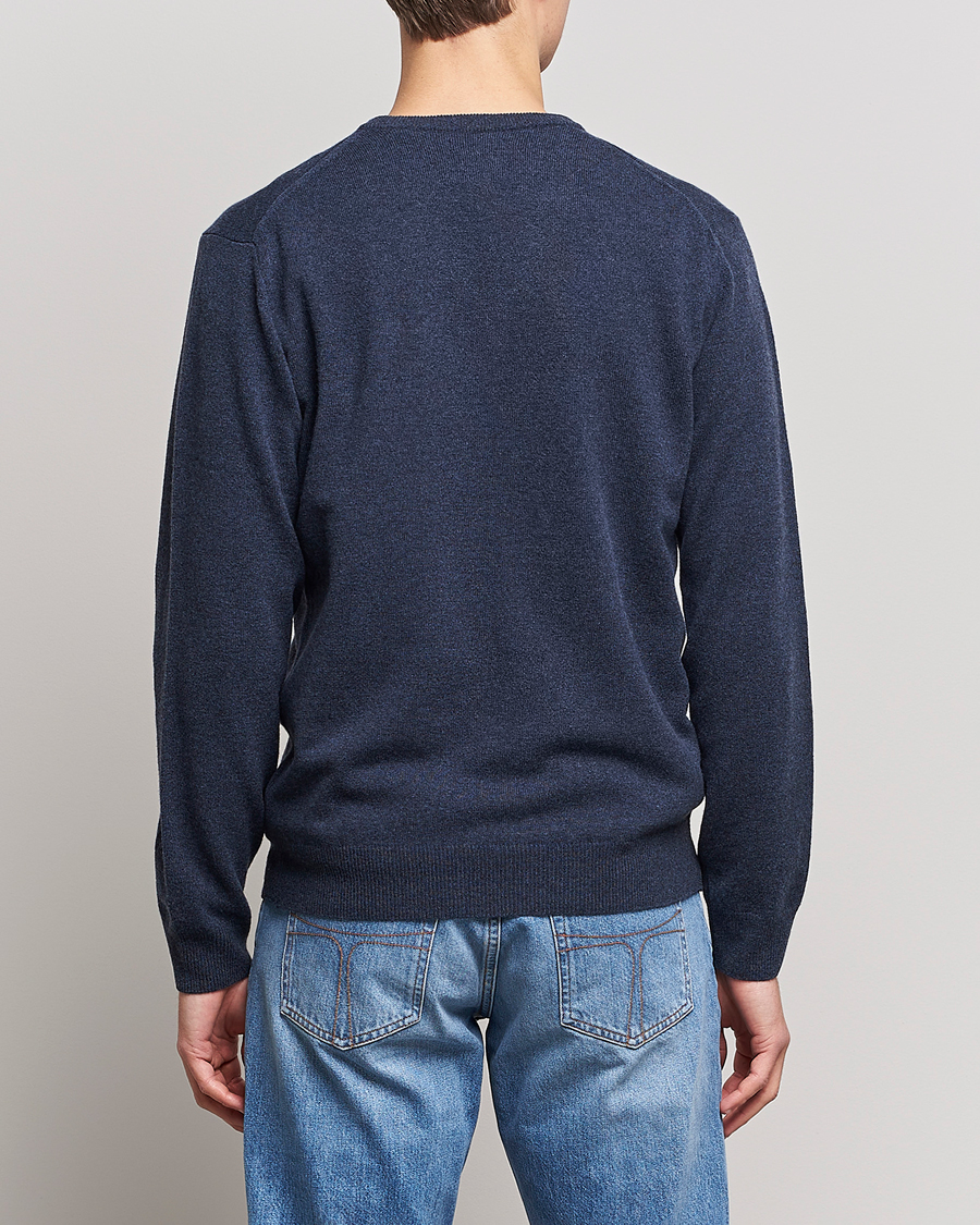 Mies | Puserot | GANT | Lambswool V-Neck Pullover Dark Navy Melange
