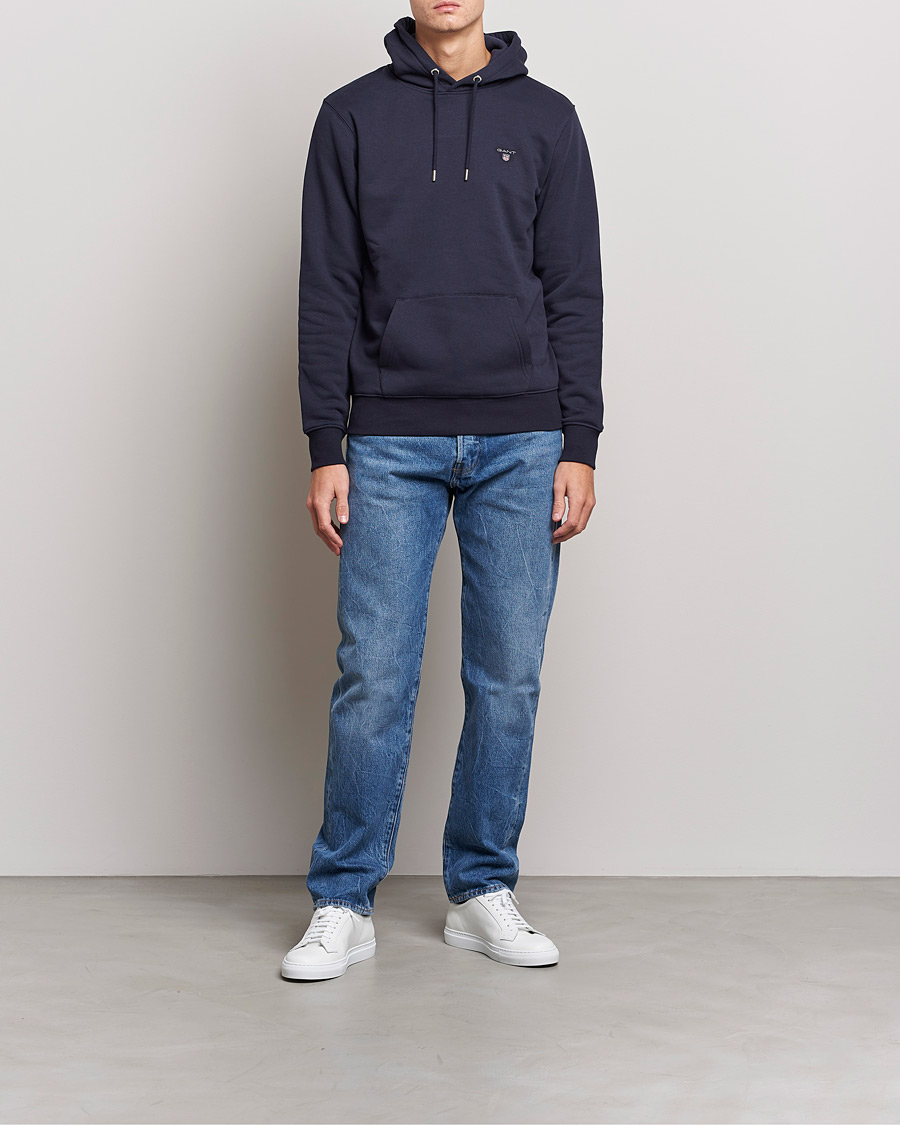Mies | Puserot | GANT | Original Shield Logo Hoodie Evening Blue