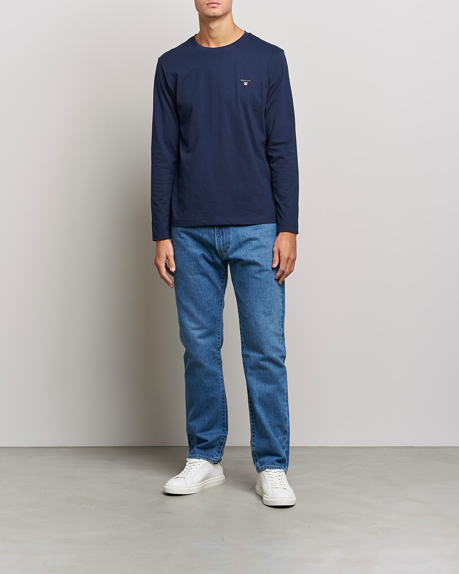 Mies | T-paidat | GANT | The Original Long Sleeve T-shirt Evening Blue