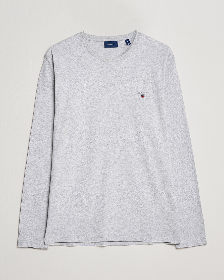 Mies | T-paidat | GANT | The Original Long Sleeve T-shirt Light Grey Melange