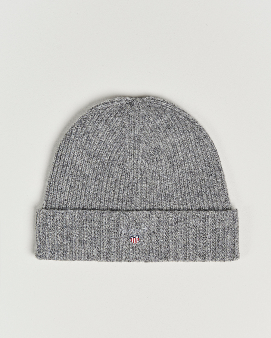 Mies | GANT Wool Lined Beanie Dark Grey Melange | GANT | Wool Lined Beanie Dark Grey Melange