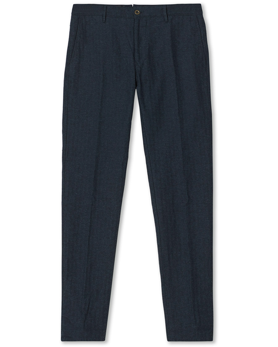 Mies | Housut | Incotex | Slim Fit Cotton/Wool Herringbone Slacks Navy