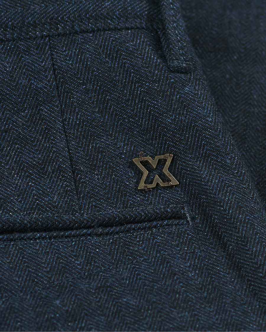 Mies | Housut | Incotex | Slim Fit Cotton/Wool Herringbone Slacks Navy