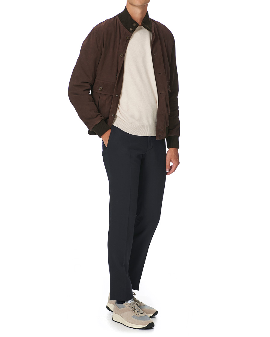 Mies | Housut | Incotex | Slim Fit Washable Flannel Trousers Navy