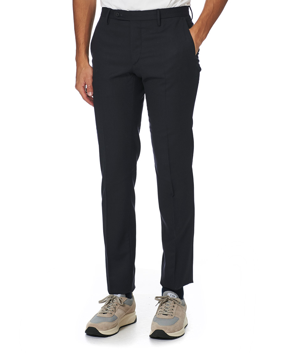 Mies | Housut | Incotex | Slim Fit Washable Flannel Trousers Navy