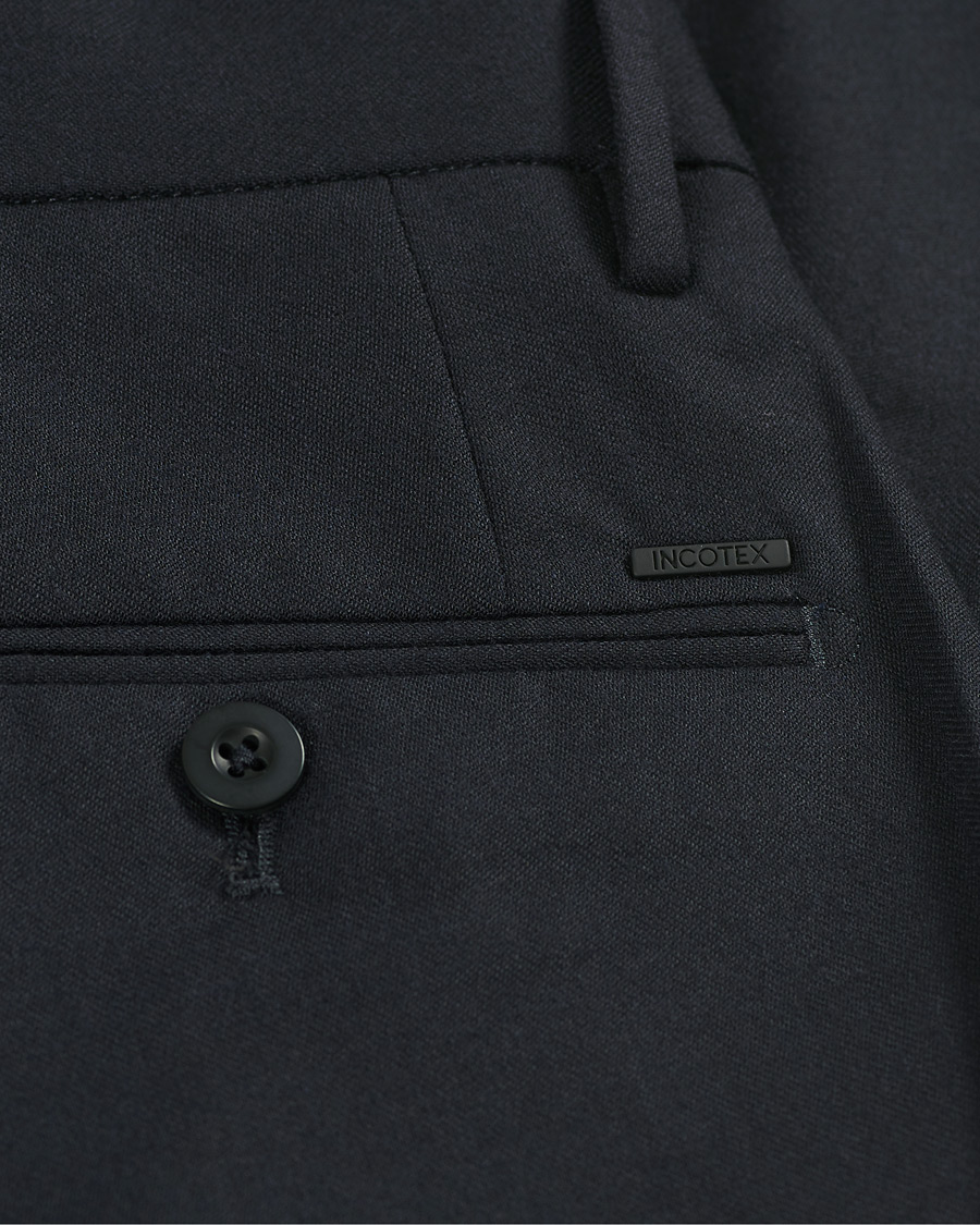 Mies | Housut | Incotex | Slim Fit Washable Flannel Trousers Navy