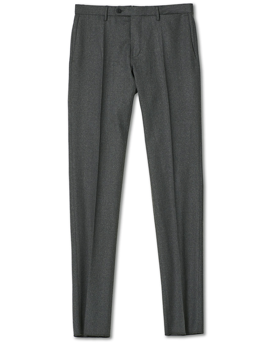 Mies | Housut | Incotex | Slim Fit Washable Flannel Trousers Grey Melange