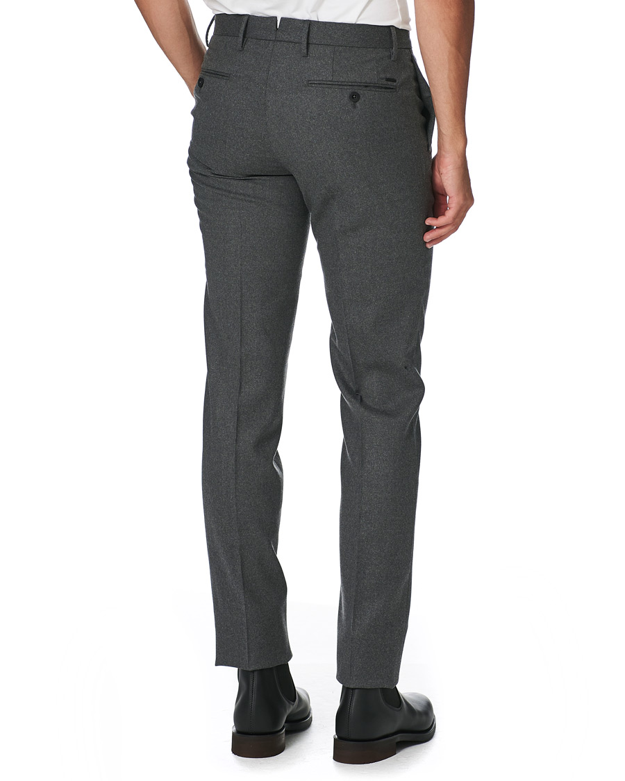 Mies | Housut | Incotex | Slim Fit Washable Flannel Trousers Grey Melange
