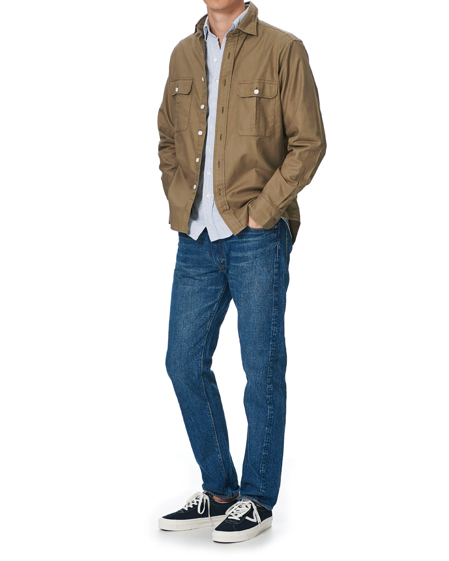 Mies | Kauluspaidat | Drake's | Two Pocket Cotton Work Shirt Khaki