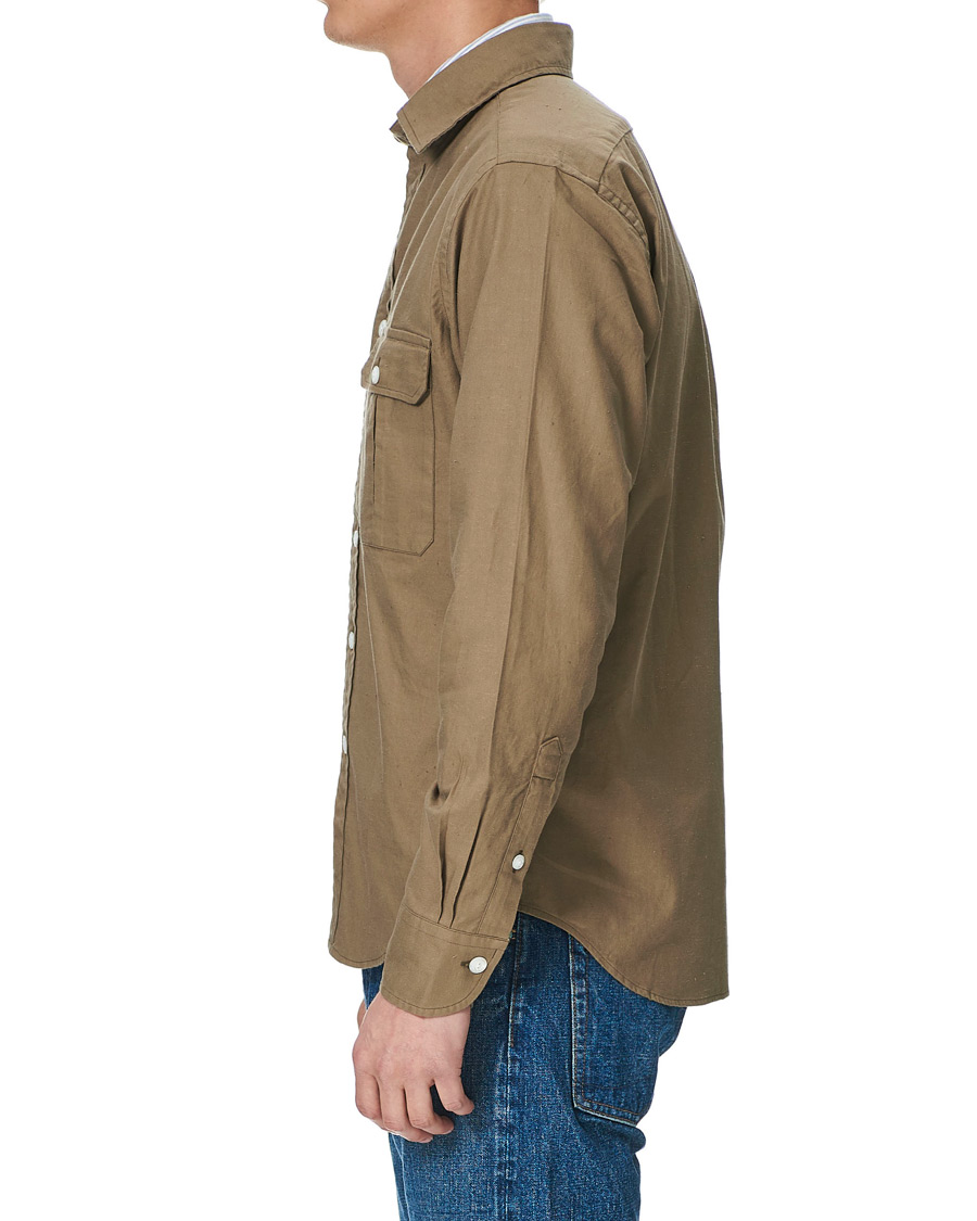 Mies | Kauluspaidat | Drake's | Two Pocket Cotton Work Shirt Khaki