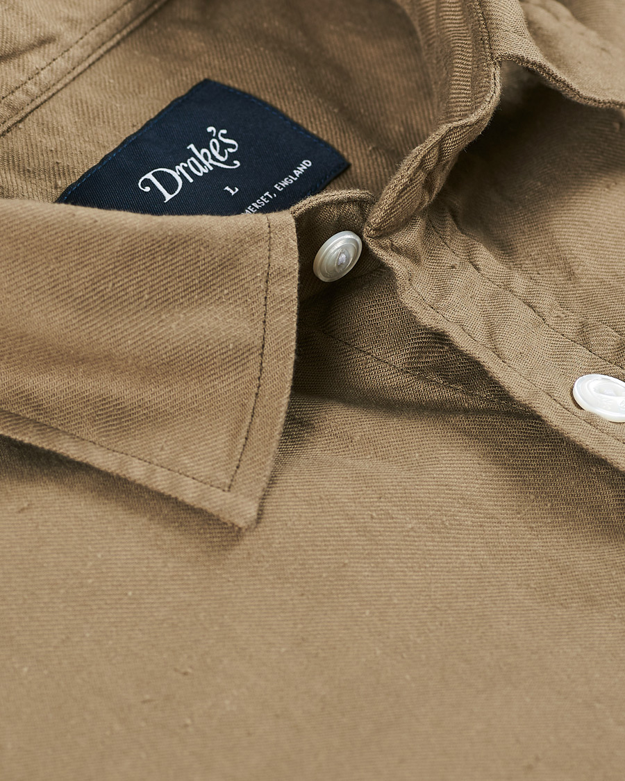 Mies | Kauluspaidat | Drake's | Two Pocket Cotton Work Shirt Khaki