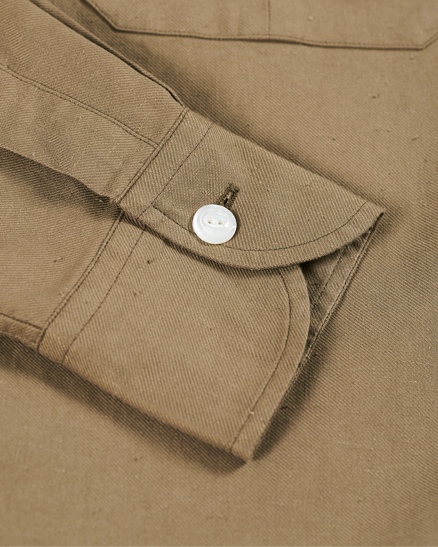 Mies | Kauluspaidat | Drake's | Two Pocket Cotton Work Shirt Khaki
