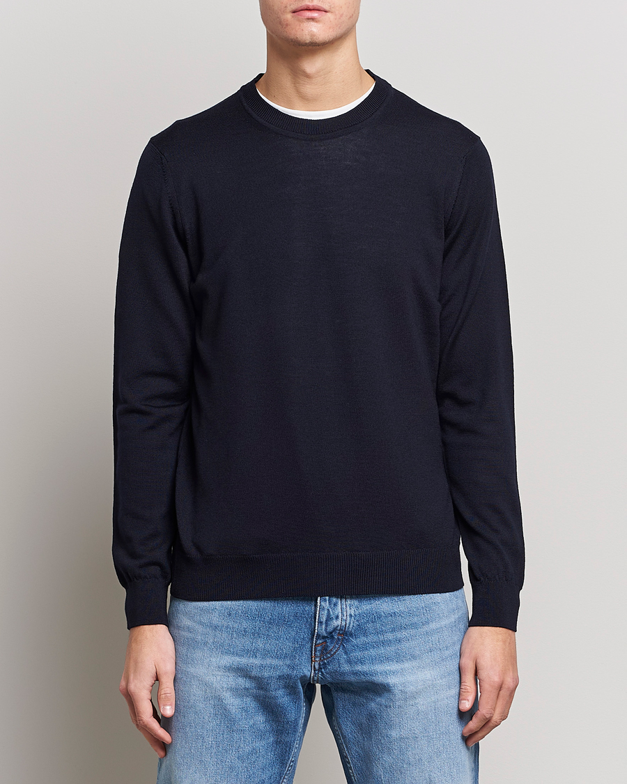 Mies |  | NN07 | Ted Merino Crew Neck Pullover Navy Blue