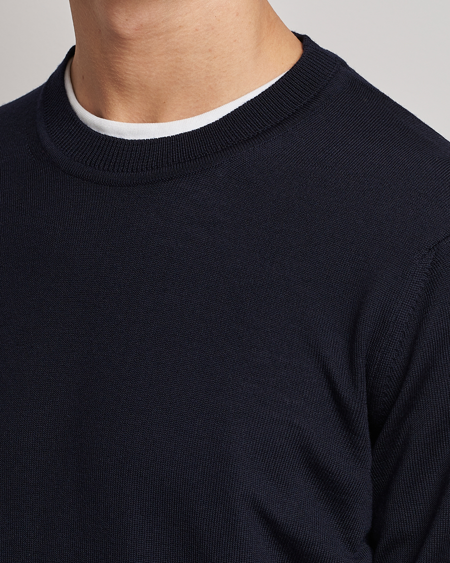 Mies | Puserot | NN07 | Ted Merino Crew Neck Pullover Navy Blue