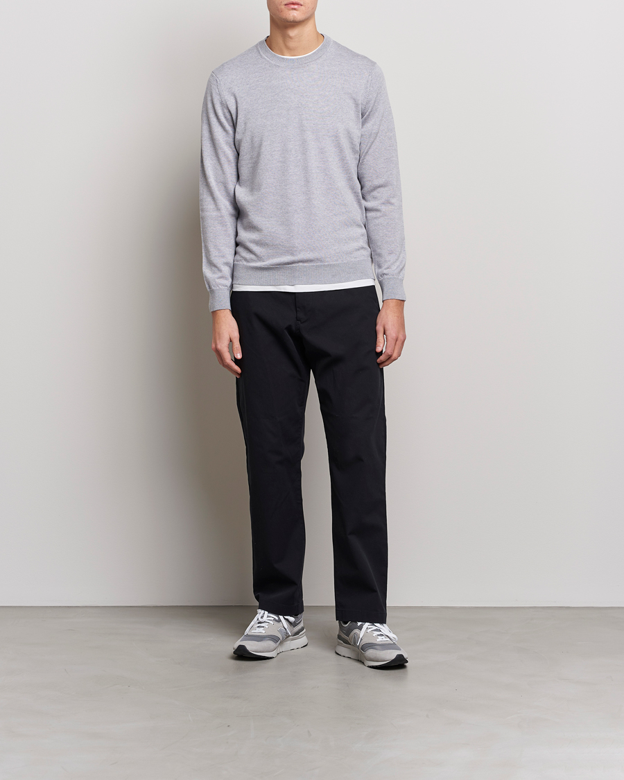 Mies | Puserot | NN07 | Ted Merino Crew Neck Pullover Light Grey