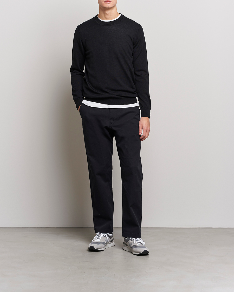 Mies | Puserot | NN07 | Ted Merino Crew Neck Pullover Black