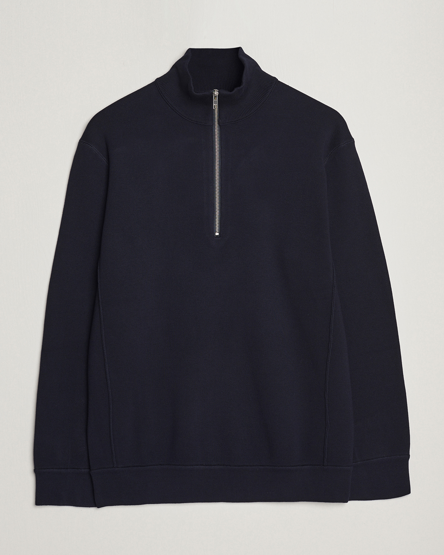 Mies | Puserot | NN07 | Luis Cotton/Modal Half Zip Sweater Navy Blue