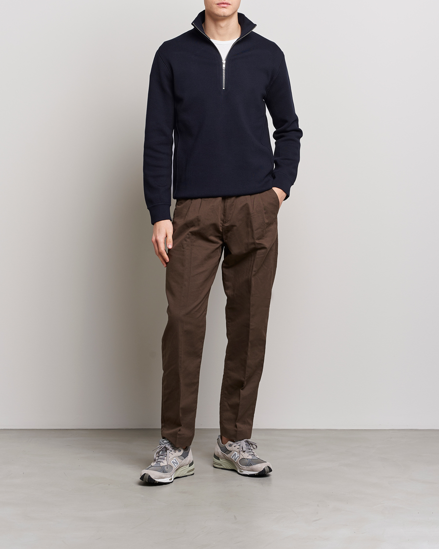 Mies |  | NN07 | Luis Cotton/Modal Half Zip Sweater Navy Blue