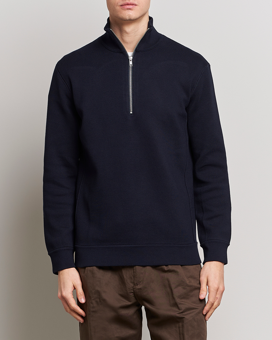 Mies | Half-zip | NN07 | Luis Cotton/Modal Half Zip Sweater Navy Blue