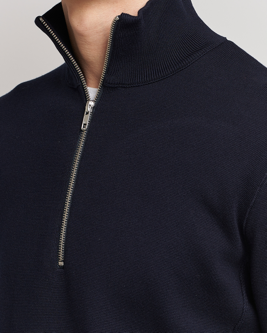 Mies | Puserot | NN07 | Luis Cotton/Modal Half Zip Sweater Navy Blue