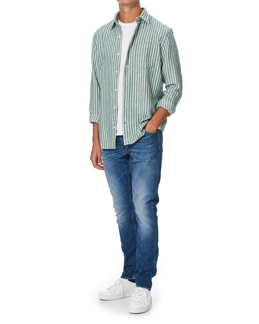 Mies | Kauluspaidat | NN07 | Errico Striped Shirt Green/White